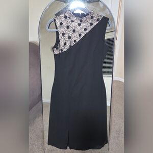 Size 6 ​DKNY Black Sleeveless Dress with Lace Detail